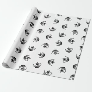 Classic Teapots Vintage Tea Pot Art CUSTOM COLOR Wrapping Paper