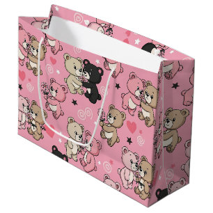 Classic Teddy Bear Hearts Pattern Large Gift Bag