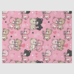 Classic Teddy Bear Hearts Pattern Tissue Paper