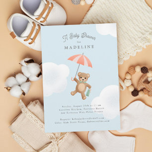 Classic Teddy Bear Pastel Baby Shower Invitation