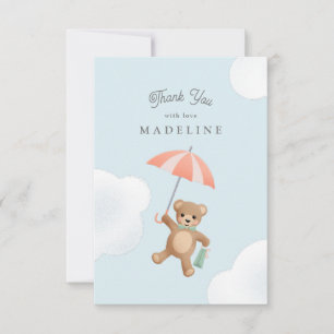 Classic Teddy Bear Pastel Baby Shower Thank You Card
