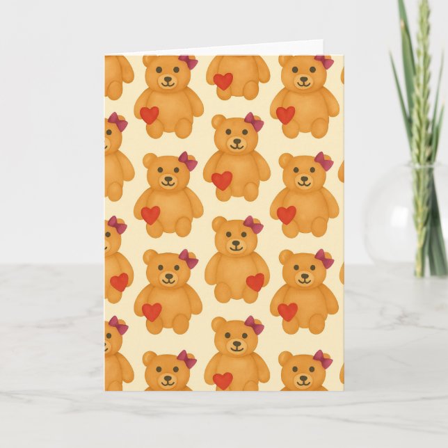 Classic Teddy Bear Pattern Blank Greeting Card  (Front)