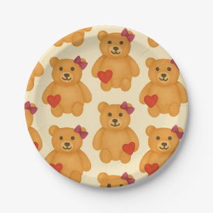 Classic Teddy Bear Pattern Paper Plate