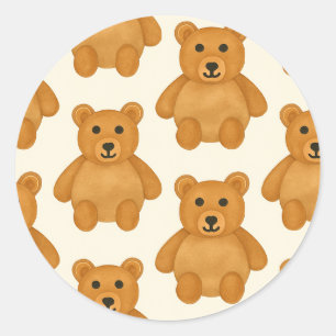 Classic Teddy Bear Pattern  Round Sticker