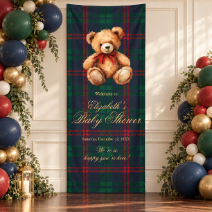 Classic Teddy Bear Preppy Baby Shower Welcome Banner