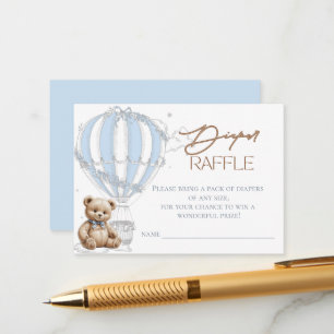 Classic Teddy Bear Toile Balloon Diaper Raffle Enclosure Card