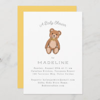 Classic Teddy Bear Yellow Baby Shower