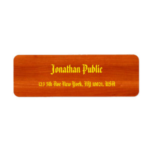 Classic Template Stylish Walnut Wood Gold Script Return Address Label