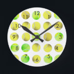 Classic Tennis Ball Pattern Player White  Round Clock<br><div class="desc">So many green tennis balls! Tennis ball pattern design,  for a tennis player,  or tennis coach. Gift for a tennis player. Tennis-themed modern,  trendy and preppy pattern.</div>