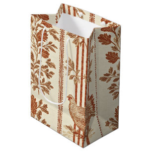 Classic Terracotta Barn Hen Toile Pattern Medium Gift Bag