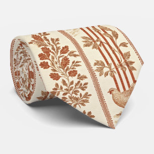 Classic Terracotta Barn Hen Toile Pattern Tie