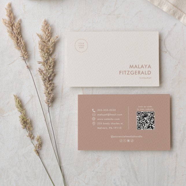 Classic Terracotta Boho Minimalist Therapist  Business Card (Creator Uploaded)