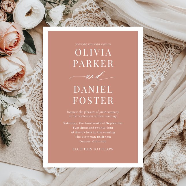 Classic Terracotta Boho Minimalist Wedding Invitation (Creator Uploaded)