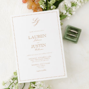 Classic Terracotta Calligraphy Monogram Wedding Invitation