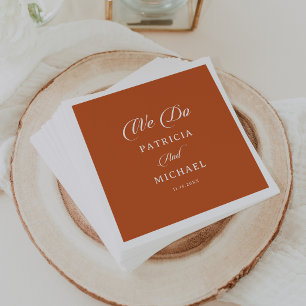 Classic Terracotta Calligraphy We Do Wedding Napkin