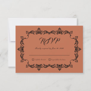 Classic Terracotta Clay Ornately Framed Wedding RSVP Card