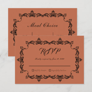 Classic Terracotta Clay Ornately Framed Wedding RSVP Card