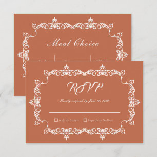 Classic Terracotta Clay Ornately Framed Wedding RSVP Card