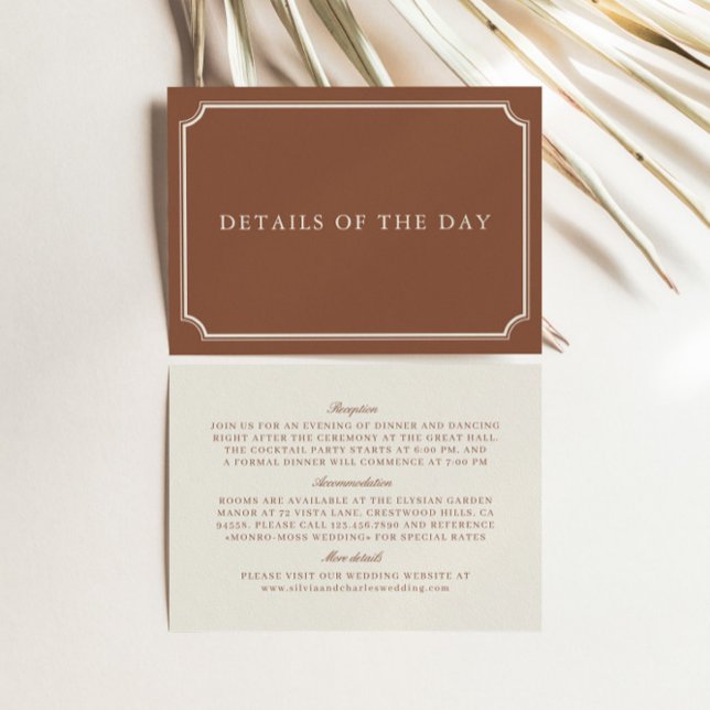 Classic Terracotta & Ecru Wedding Details Enclosure Card (Classic Terracotta & Ecru Wedding Details Enclosure Card)