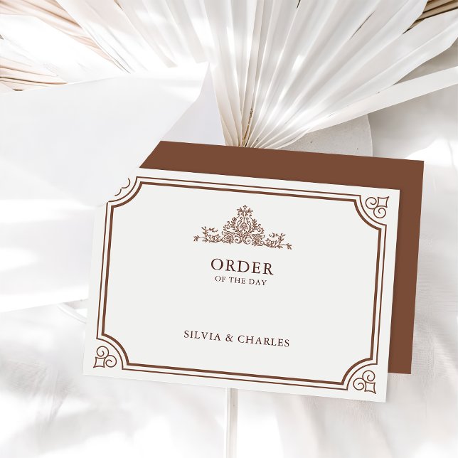 Classic Terracotta & Ecru Wedding Timeline Enclosure Card (Creator Uploaded)