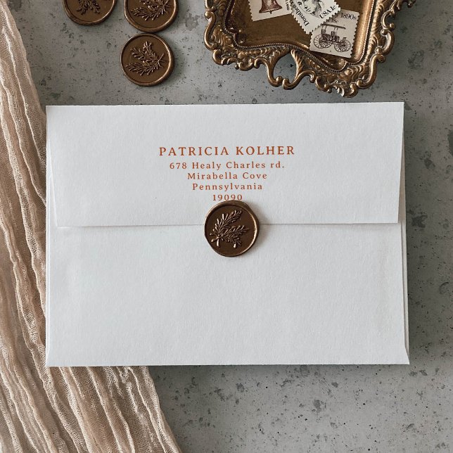 Classic Terracotta Minimal Wedding Return Envelope (Creator Uploaded)