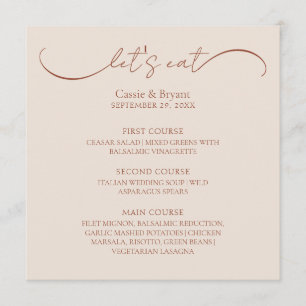 Classic Terracotta Modern Script Wedding Menu