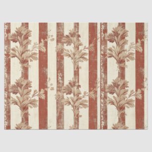 Classic Terracotta Red Toile Floral Cream Tissue Paper