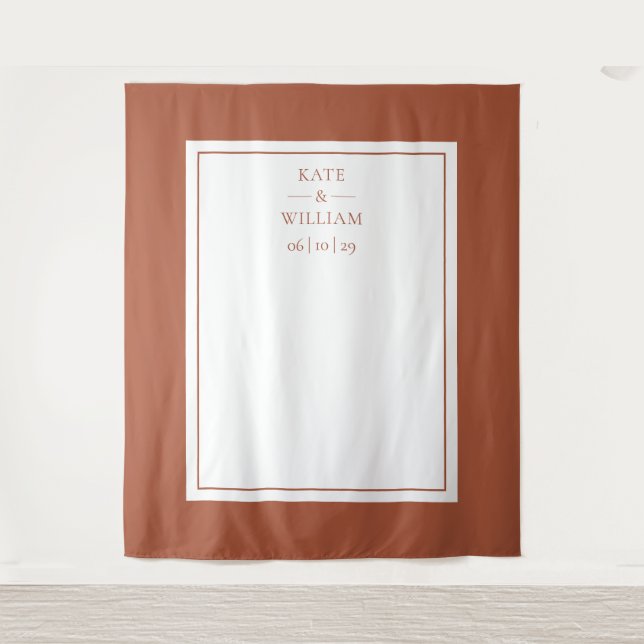 Classic Terracotta Wedding Photo Booth Backdrop Tapestry (Front)