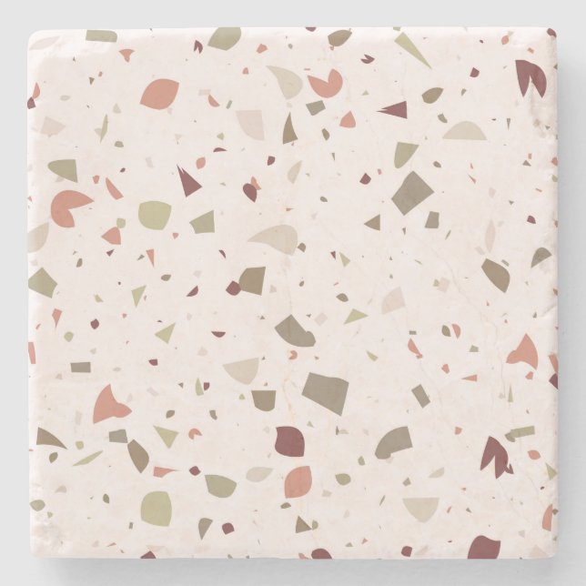 Classic terrazzo marble floor pattern background stone coaster (Front)