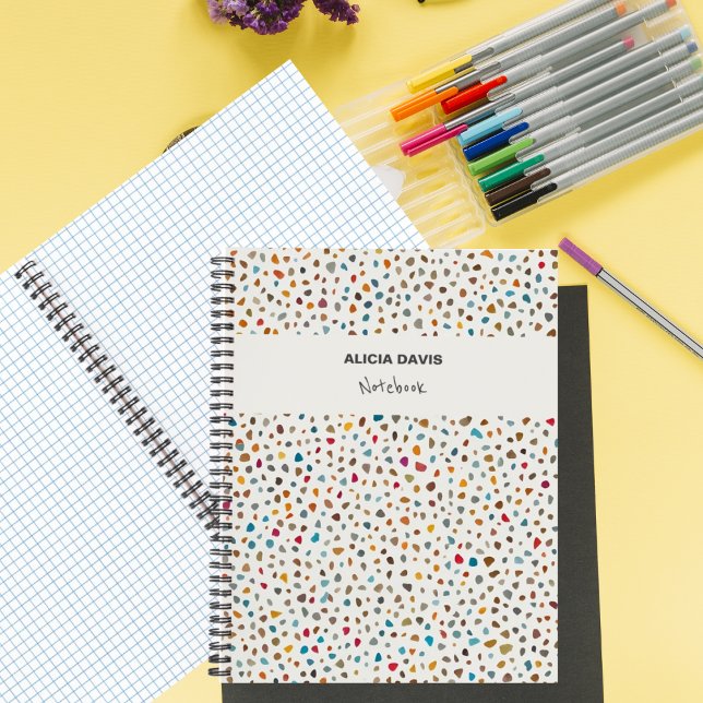 Classic Terrazzo Multicolor dots | your name   Notebook (Creator Uploaded)