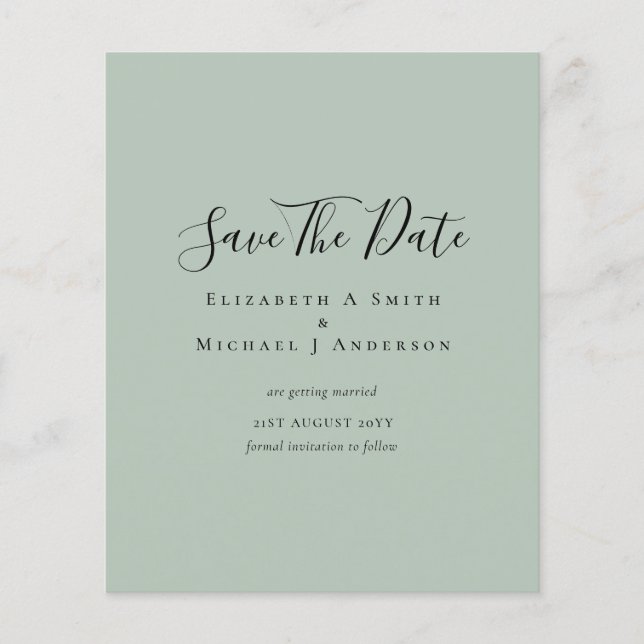 Classic TEXT ONLY Minimalist BUDGET SAVE DATES Flyer (Front)