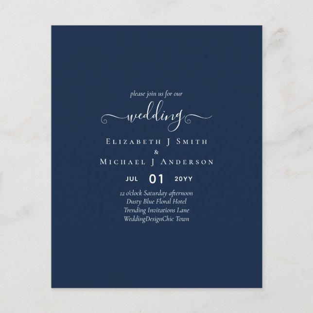 Classic TEXT ONLY Minimalist BUDGET WEDDING Flyer (Front)