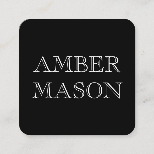 Classic Text Simple Minimalist Square Business Card (Front)