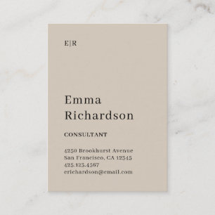 Classic Text with Monogram Neutral Beige Business Card