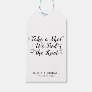 Classic Thank You Tied the Knot Take Shot Wedding Gift Tags