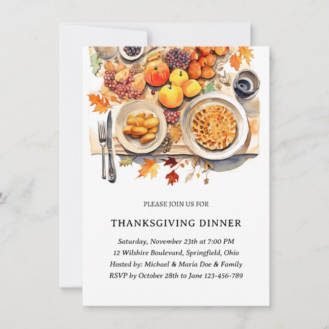 Classic Thanksgiving Dinner Invitation (Front)