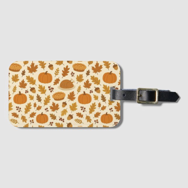 Classic Thanksgiving patterned  Luggage Tag (Front Horizontal)