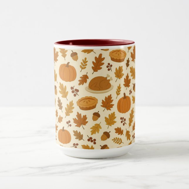 Classic Thanksgiving patterned  Mug (Center)