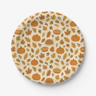 Classic Thanksgiving patterned Paper Plate
