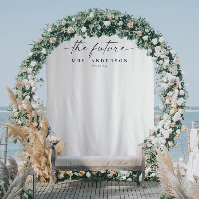 Classic The Future Mrs Bridal Shower Backdrop Tapestry (Creator Uploaded)