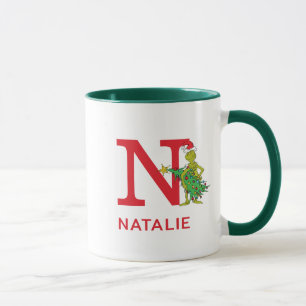 Classic The Grinch   Naughty Name & Monogram N Mug