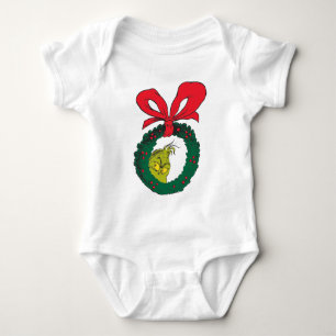 Classic The Grinch   Wreath Baby Bodysuit