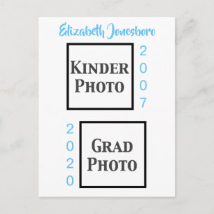 Classic Then and Now Graduation Announcement Photo Postcard