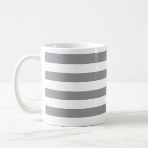 Classic Thick Grey and White Horizontal Striped  Coffee Mug