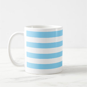 Classic Thick Light Blue & White Horizontal Stripe Coffee Mug