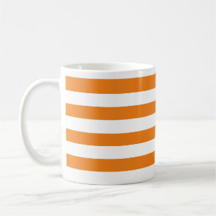 Classic Thick Orange and White Horizontal Striped Coffee Mug