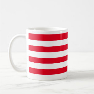 Classic Thick Red and White Horizontal Striped  Coffee Mug