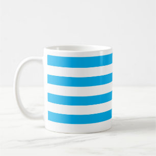 Classic Thick Sky Blue & White Horizontal Striped Coffee Mug