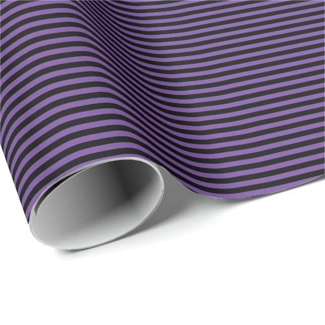 Classic Thin Purple and Black Striped Wrapping Paper (Roll Corner)