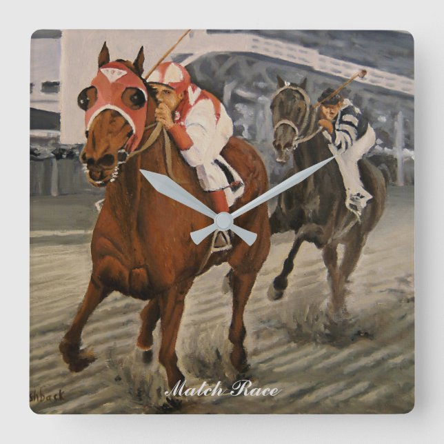 Classic Thoroughbred Race Horse Wins Square Wall Clock (Front)